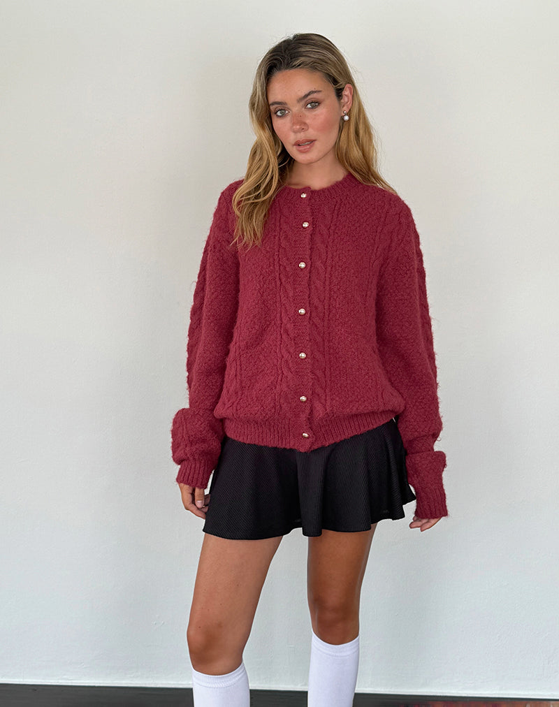 Burgundy skirt 2024 gray cardigan