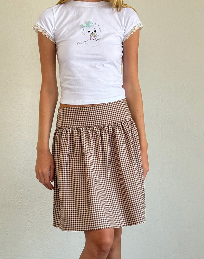 Gingham skirt brown best sale