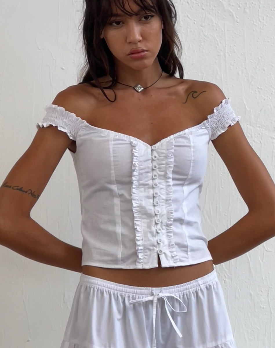 White corset bardot discount top