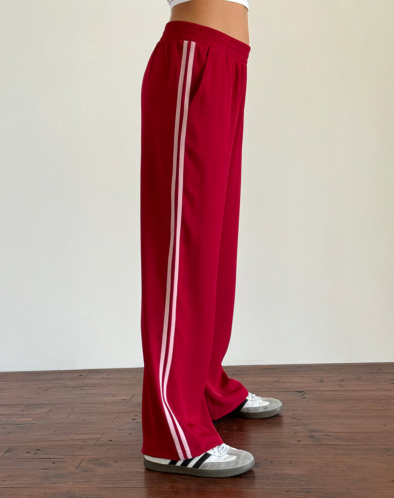 Red trousers with side stripe online