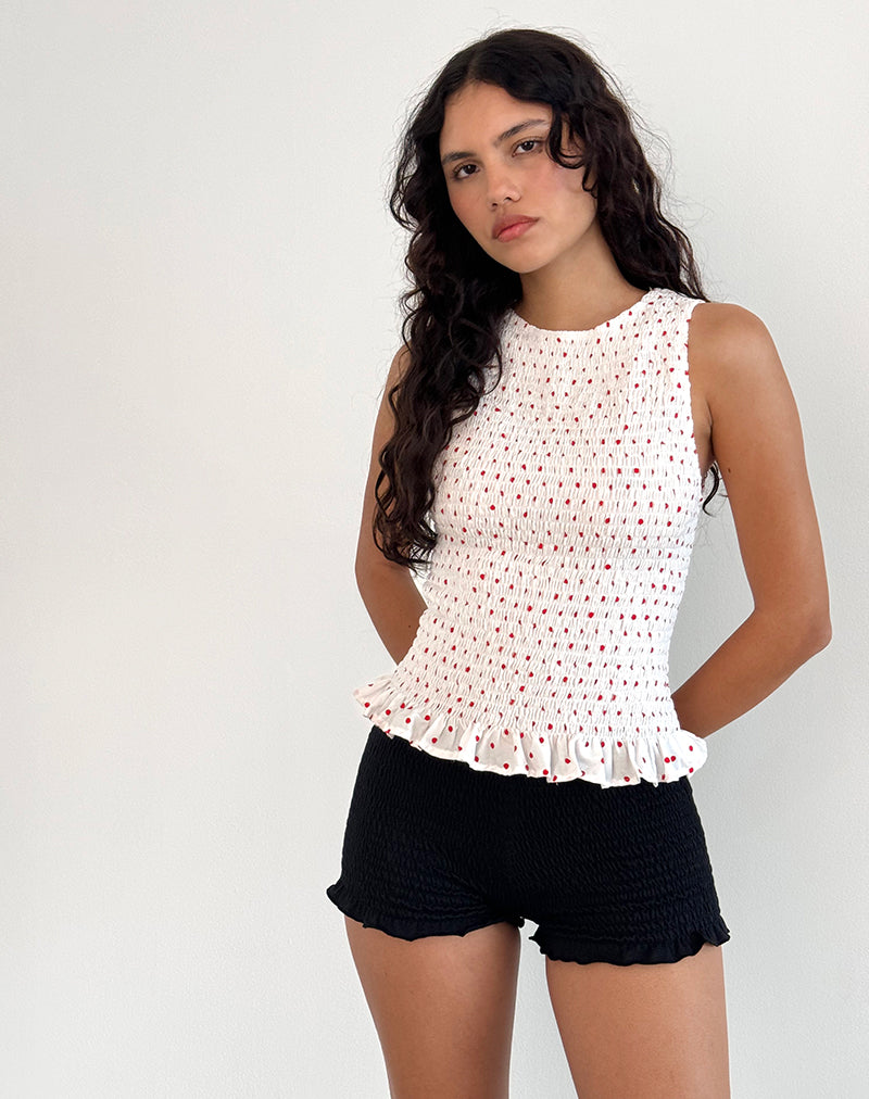 White and Red Polkadot Tank Top Birita motelrocks