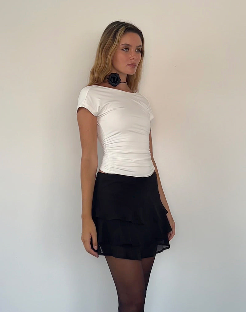 Ruffle mini skirt black hotsell and white