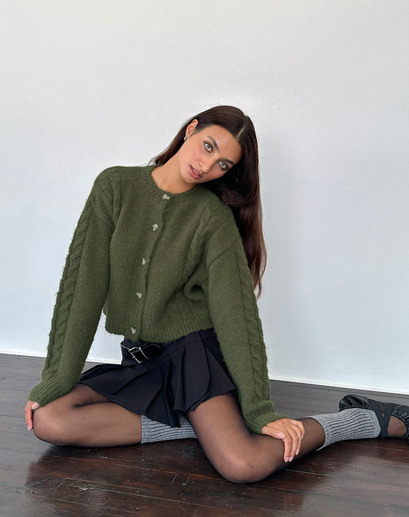 Dark green 2025 knit cardigan