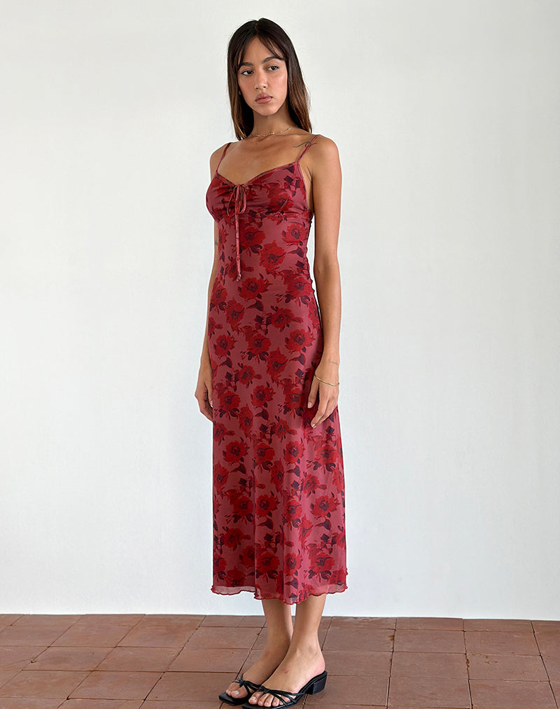 Floral burgundy dress hotsell