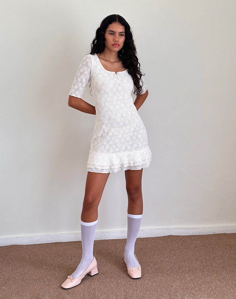 Ivory Lace Mini Dress  Fredrika –