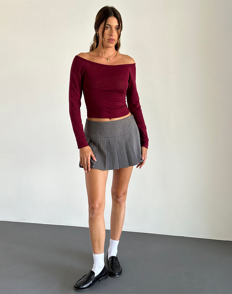 Burgundy skirt grey top best sale