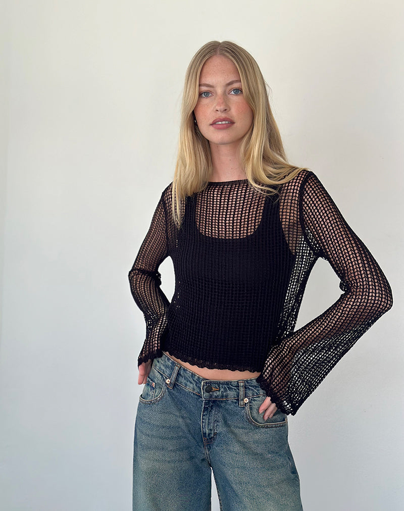 Black open hotsell knit jumper