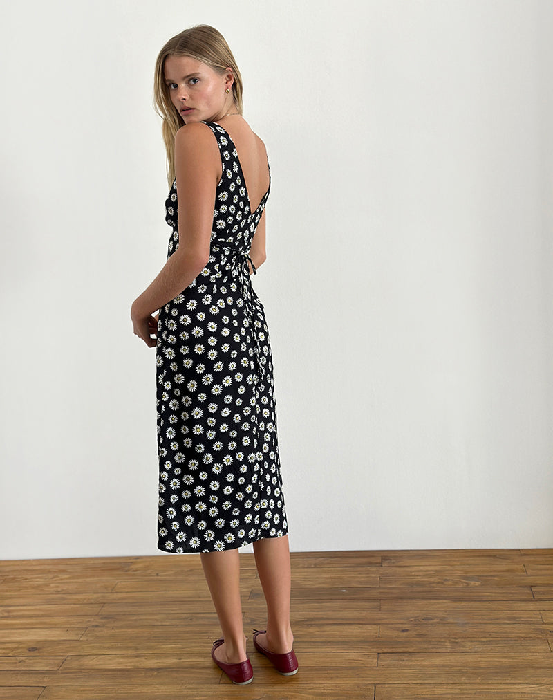 Lisheva Midi Dress in Grunge Daisy Black