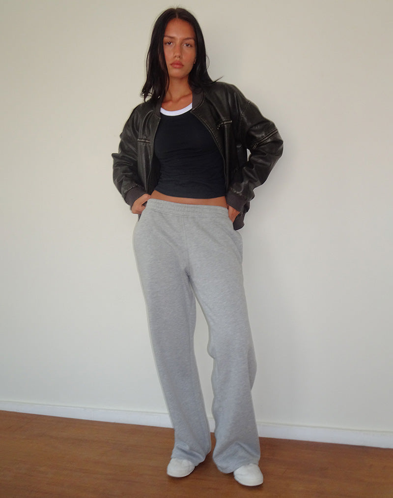 Shape Grey Marl Binded High Waist Wide Leg Sweatpants