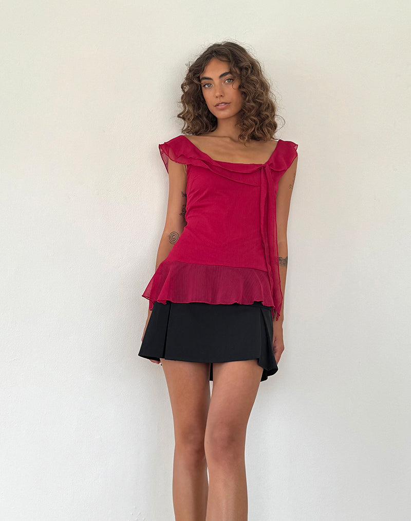 Burgundy 2024 ruffle shirt