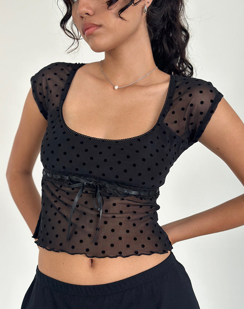 Polka dot mesh crop top online