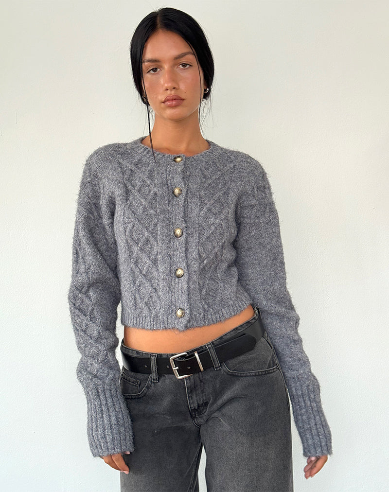 Cable knit grey clearance cardigan