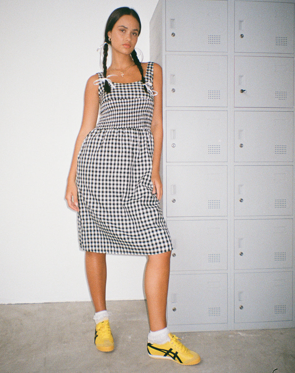 Black and White Gingham Midi Dress Ambrose motelrocks