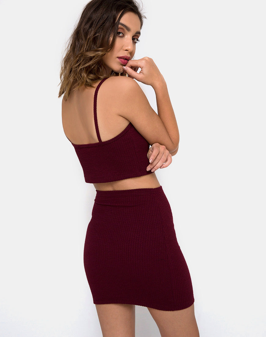 Maroon 2025 bodycon skirt