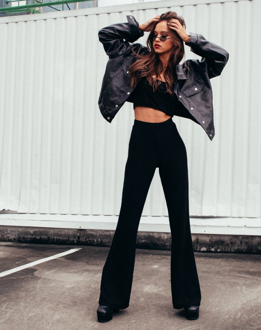 Black High Waist Flare Trousers - Tisha – Rebellious Fashion