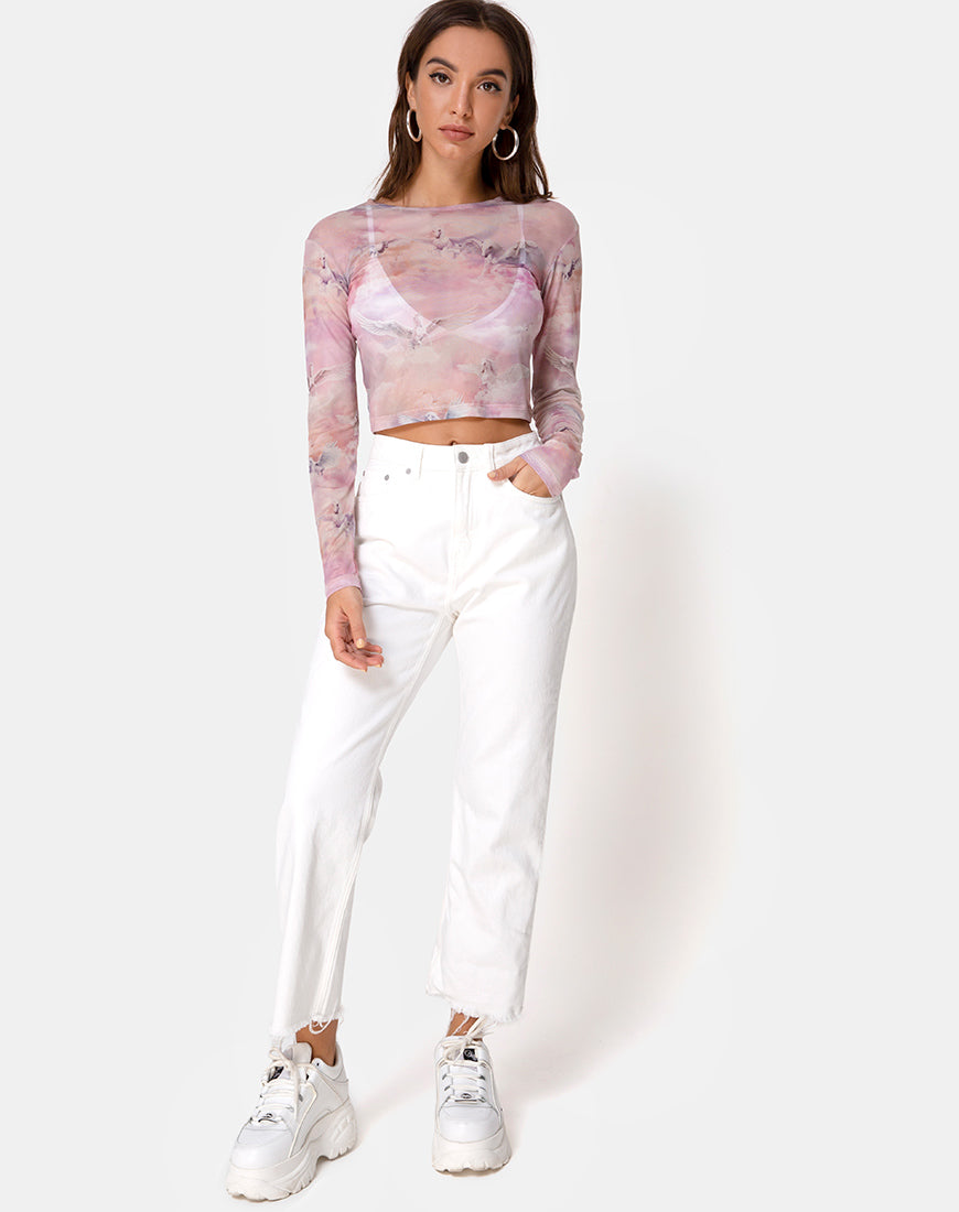 Bonnie Crop Top in Pegasus Pink Mesh