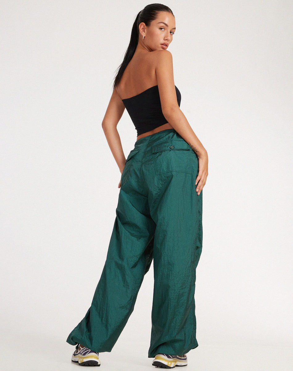 Buy UNISEX Enchanted Forest Bottle Green Cargo Parachute Pants By