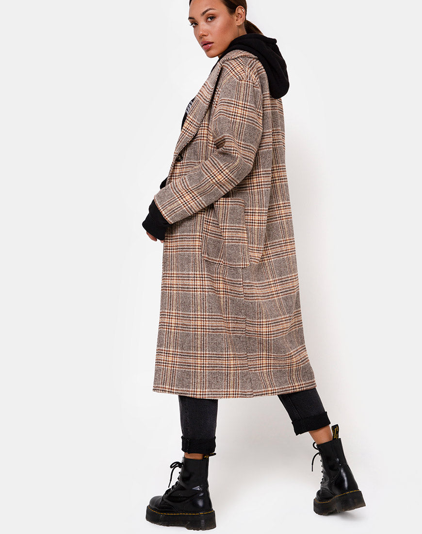 Checked sale duster coat