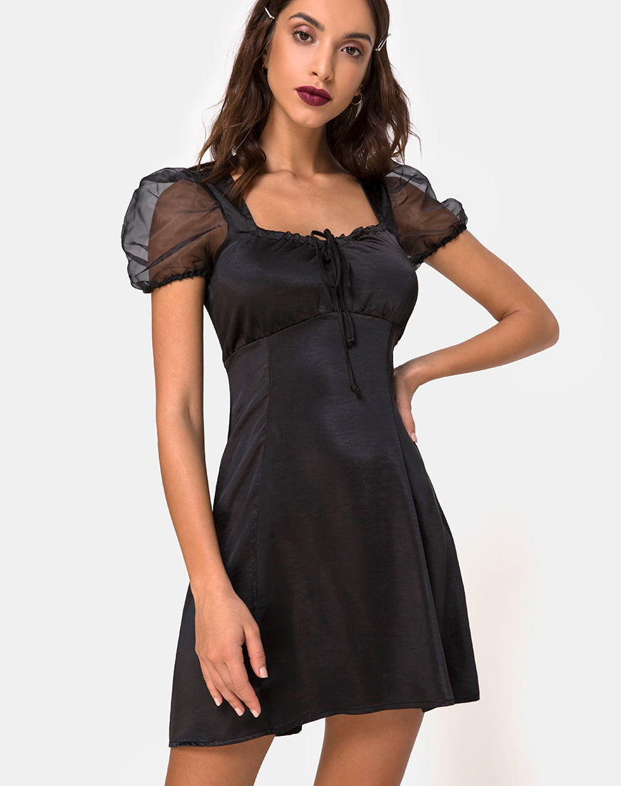 Black satin babydoll outlet dress