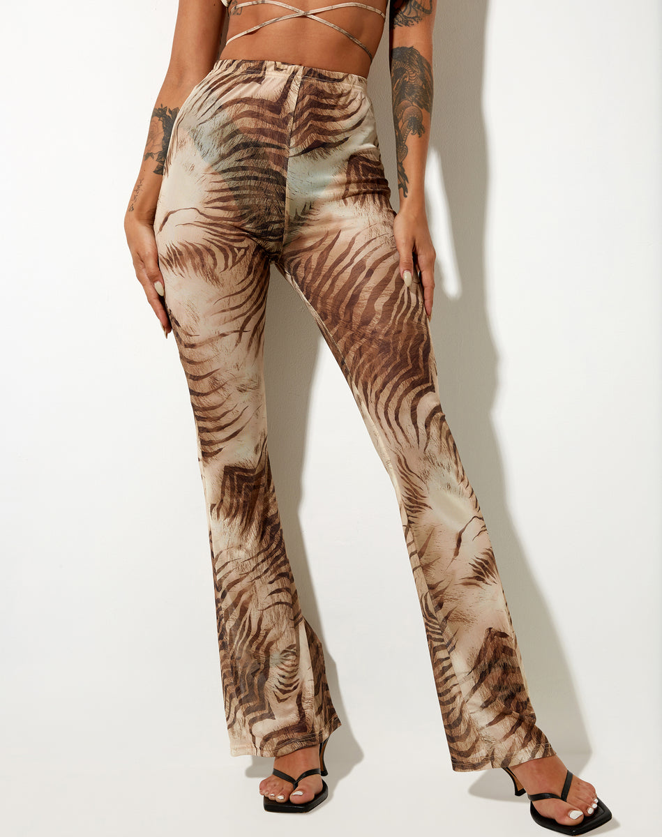 Tiger Print Flare Pants