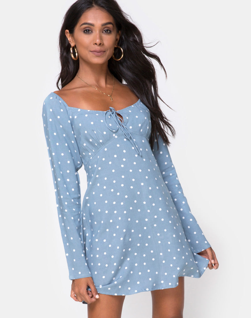 Ilova Dress in Skater Polka Blue motelrocks