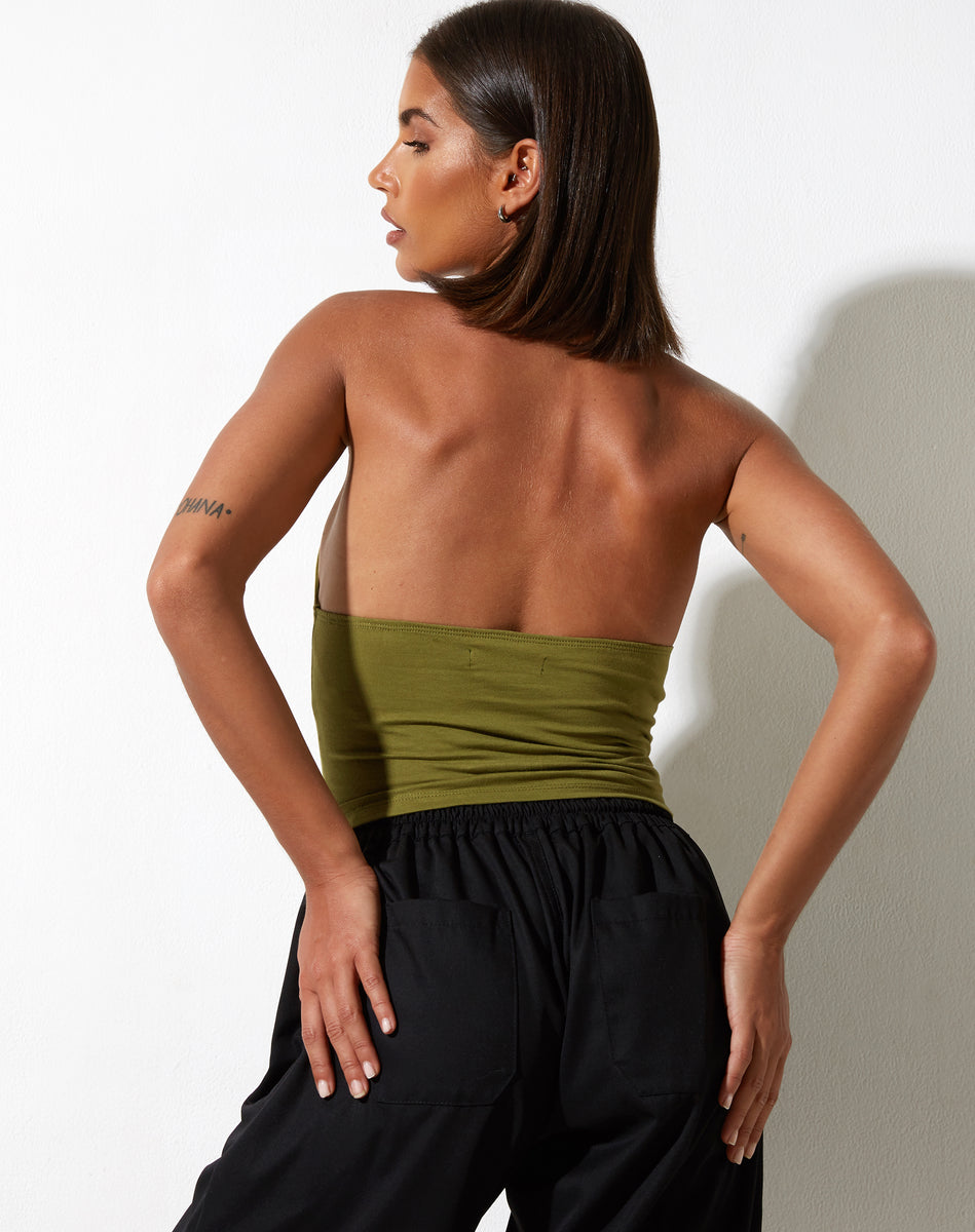 Keiza Crop Top in Satin Forest Green