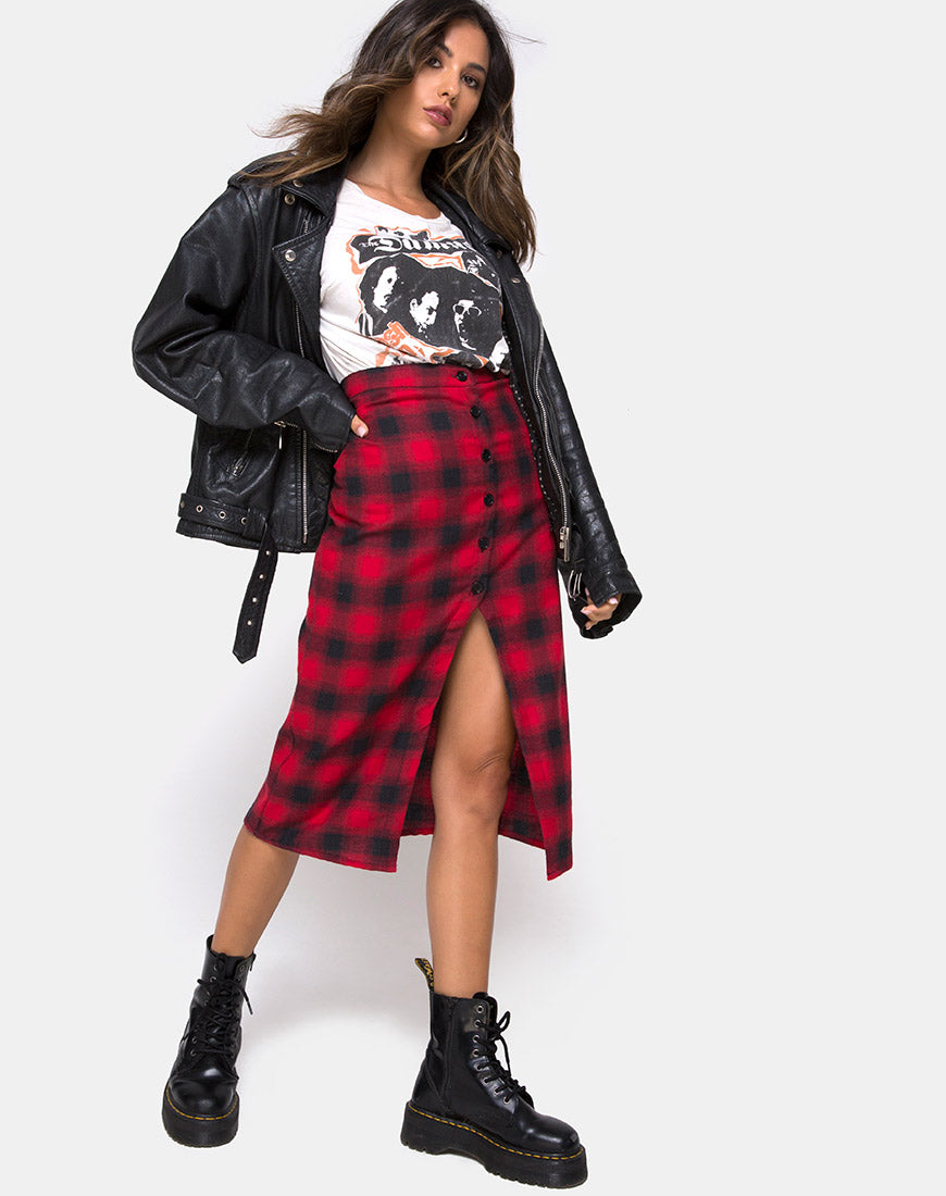 Dark plaid 2025 midi skirt