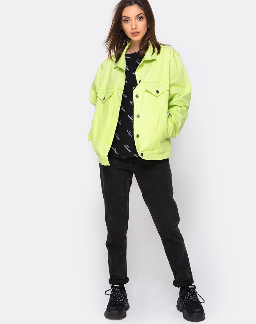 Lime green cropped jean on sale jacket