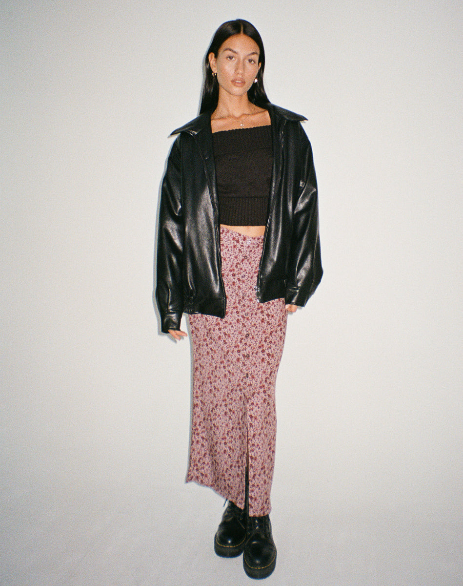 Burgundy leather skirt 90s sale