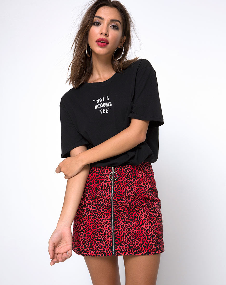 Red leopard best sale print denim skirt