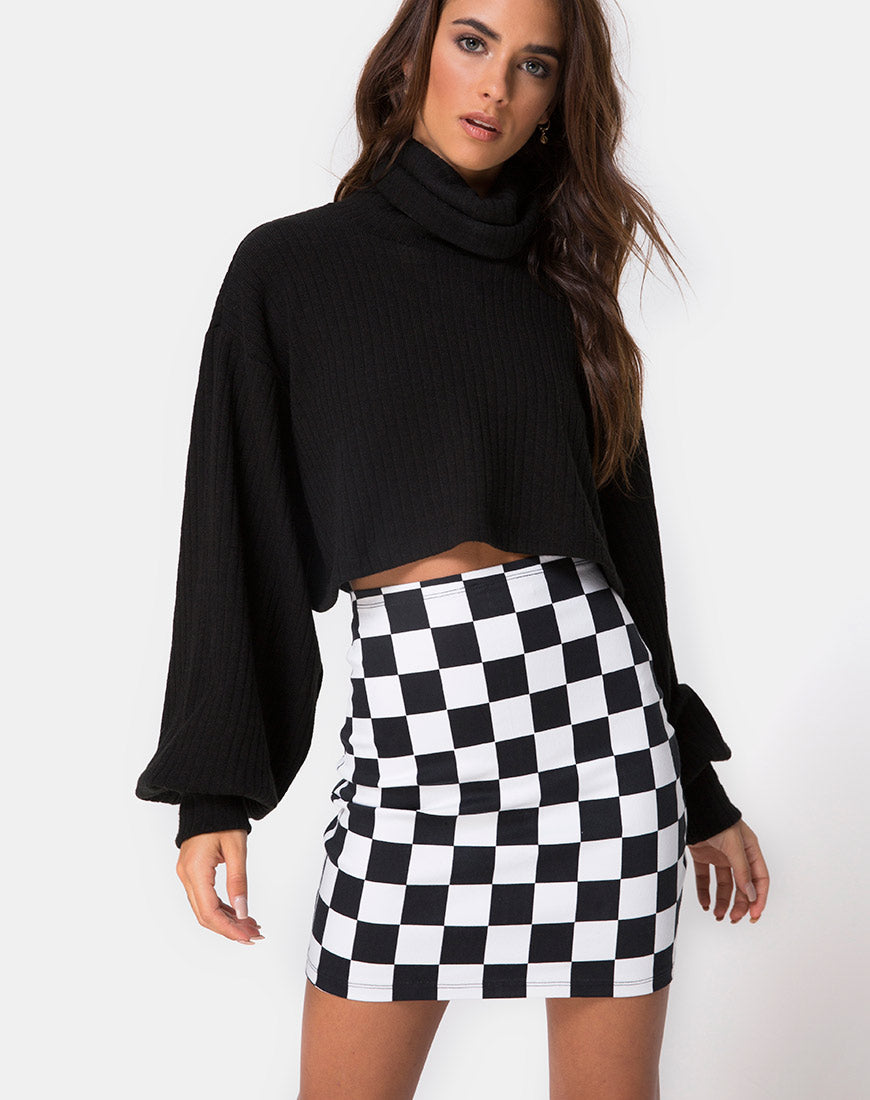 Black and outlet white bodycon skirt