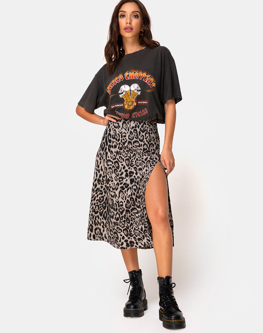 Leopard midi shop skirt with shirt