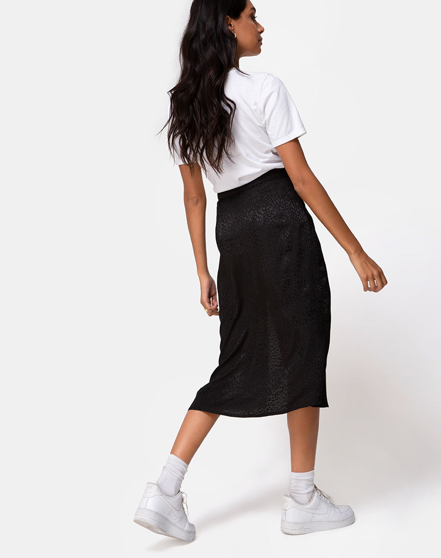 Black cheetah sale midi skirt