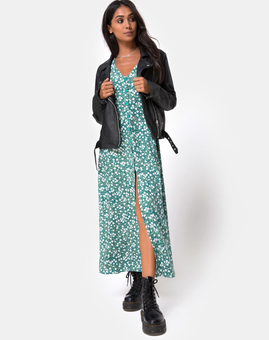 Sanrin Midi Dress in Floral Field Green – motelrocks.com