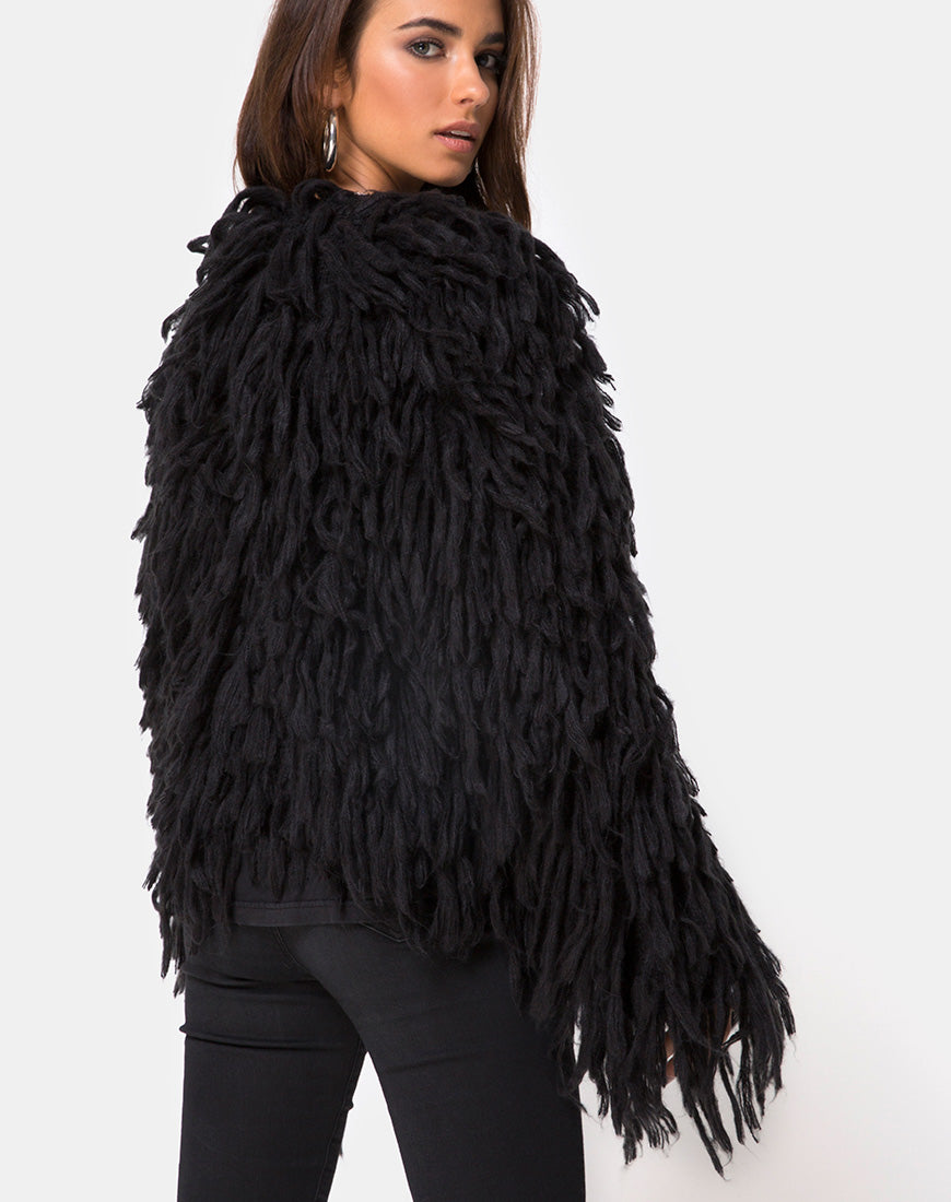 Shaggy Knit Cardi in Moheir Black – motelrocks.com