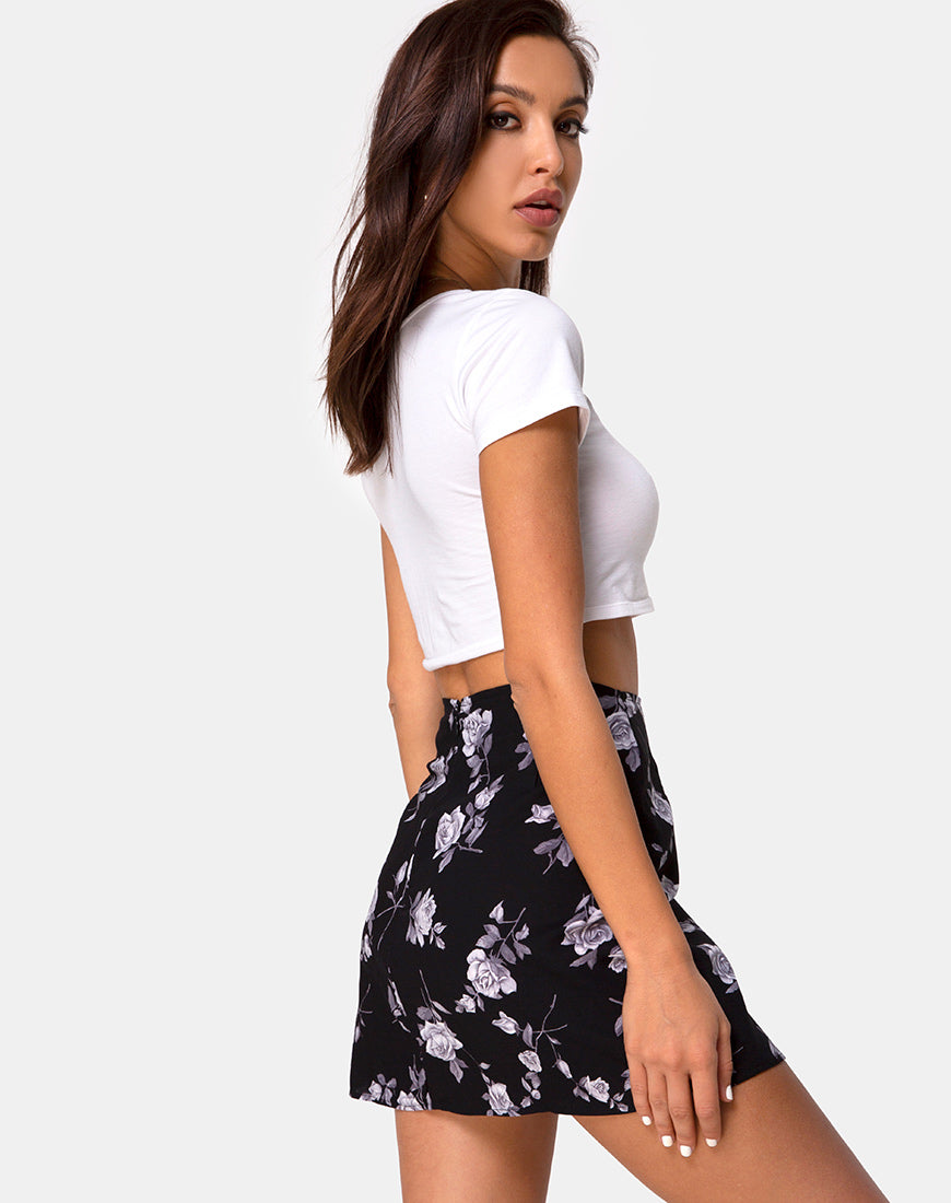 Black and white rose skirt hotsell