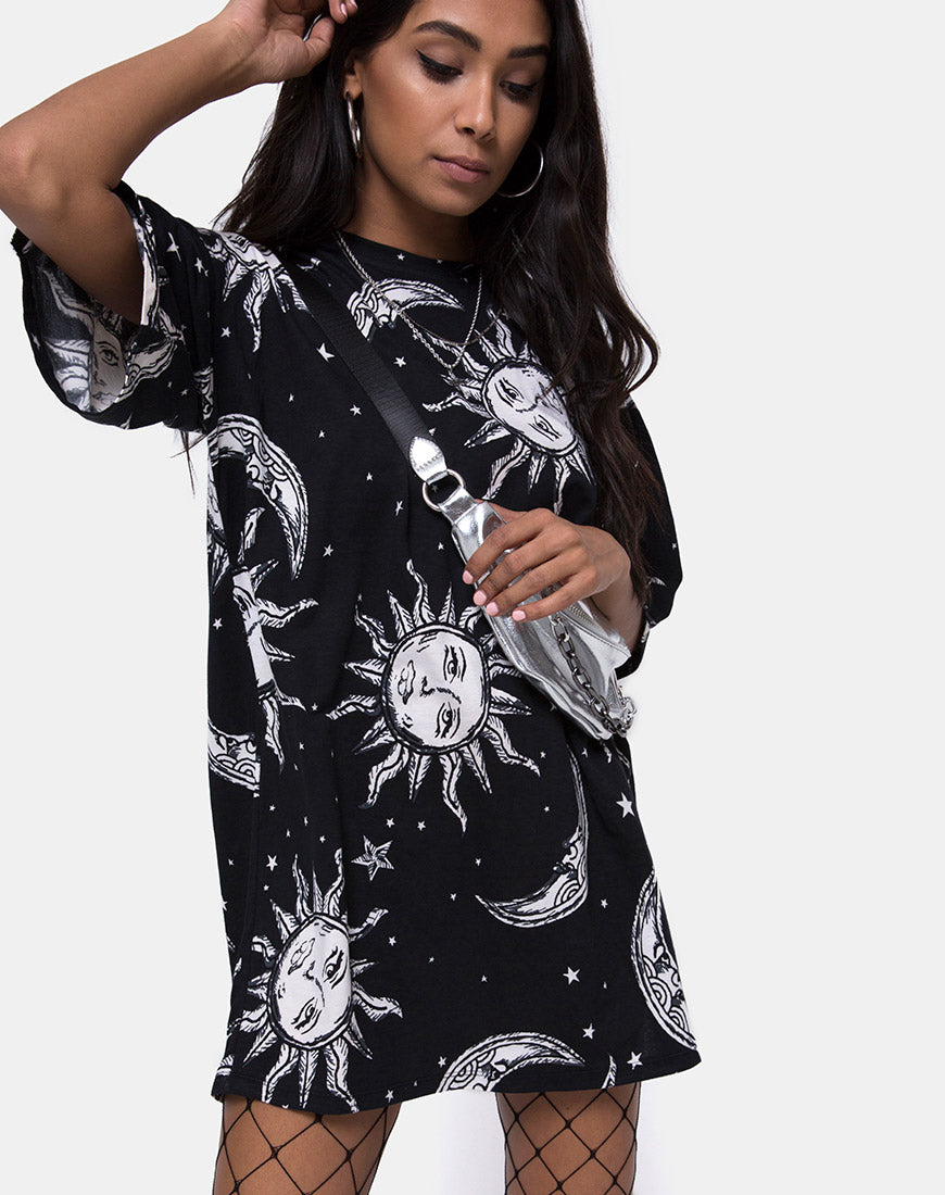 Moon and stars t shirt dress best sale