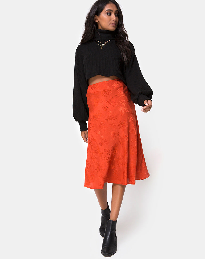 Rust a outlet line midi skirt