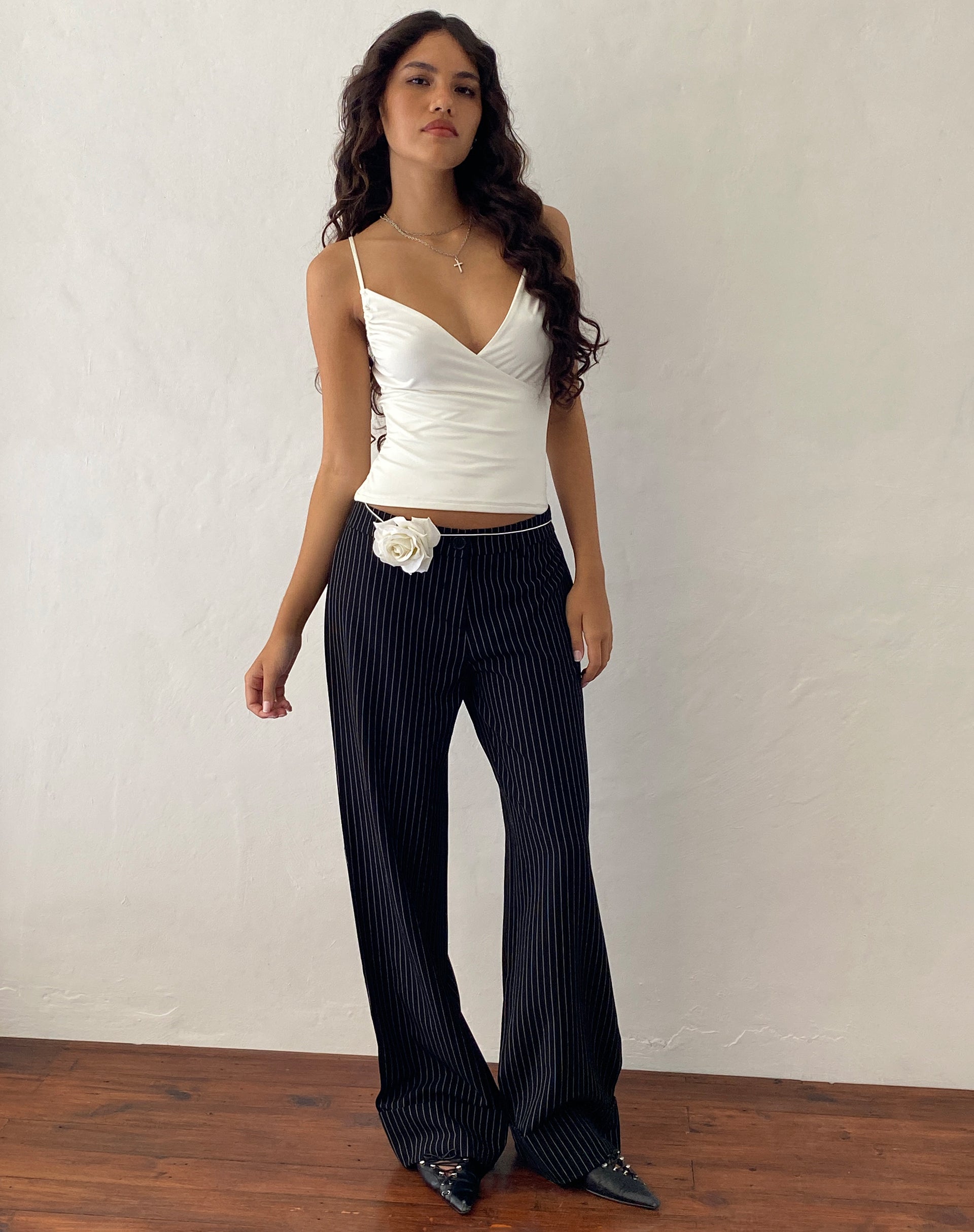 Black Low Waist Trousers With Diamante Detail | Jaded London