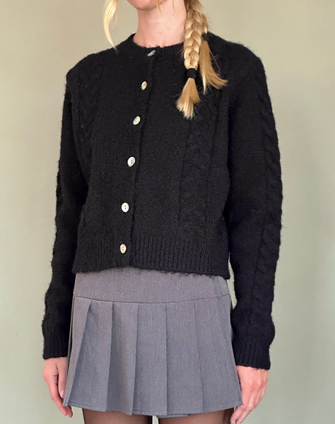 Black Cable Knit Cardigan Abelia motelrocks