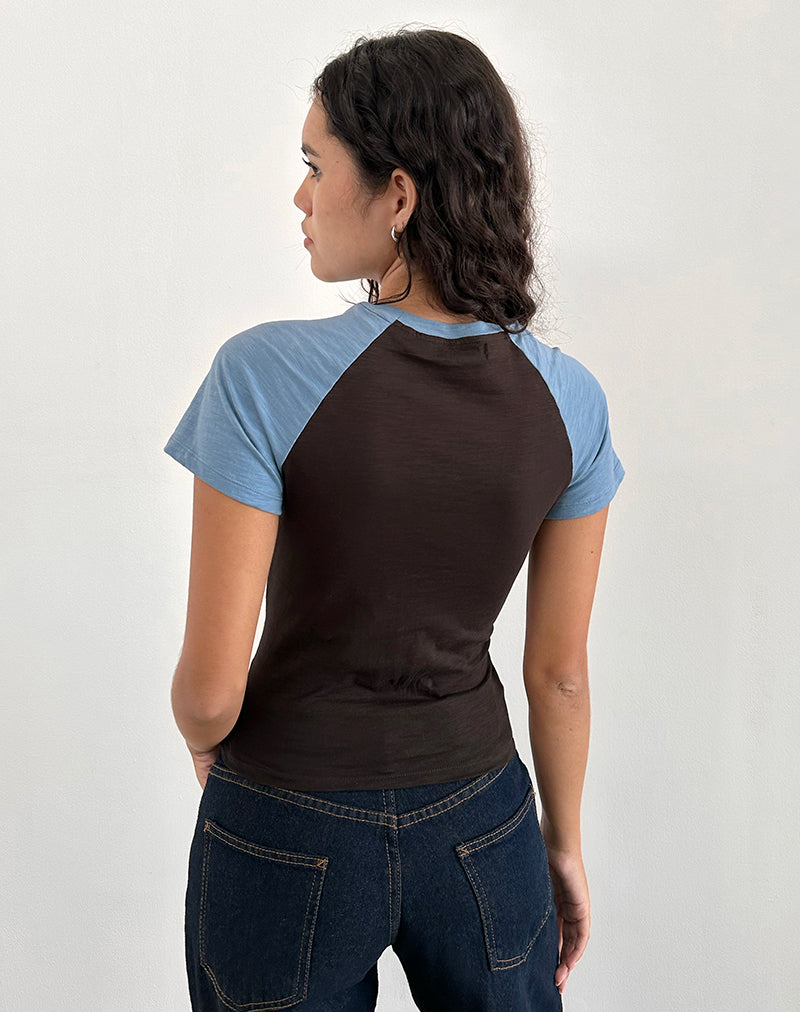 Image of Agneta Tee in Chocolate Brown and Ash Blue Combination