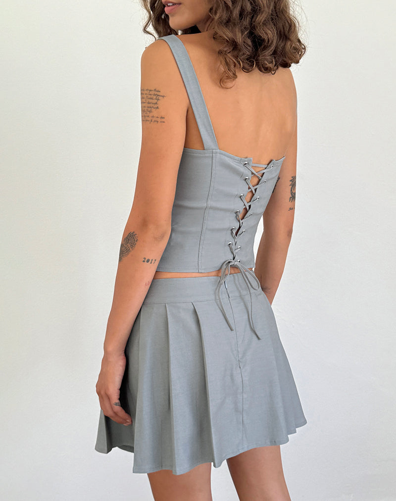 Grey Pleated Mini Skirt | Ahanu – motelrocks.com