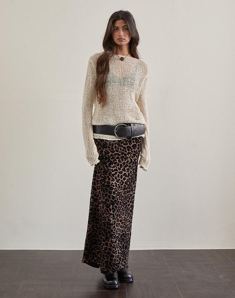 Image of Alfreda Maxi Skirt in Flock Mesh Rar Leopard