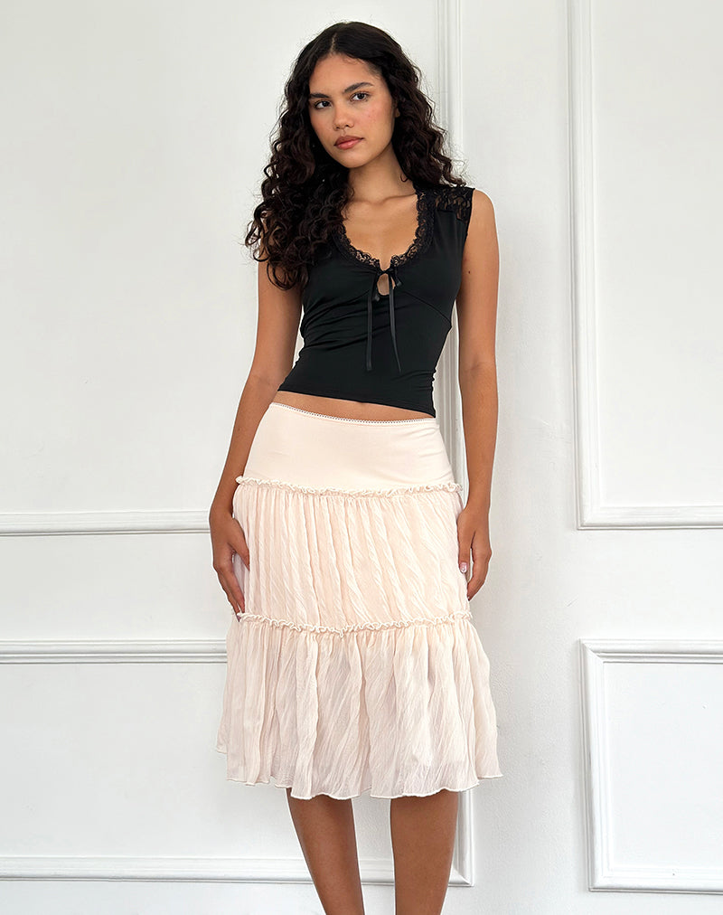 Image of Anahita Tiered Skirt in Chiffon Buttercream