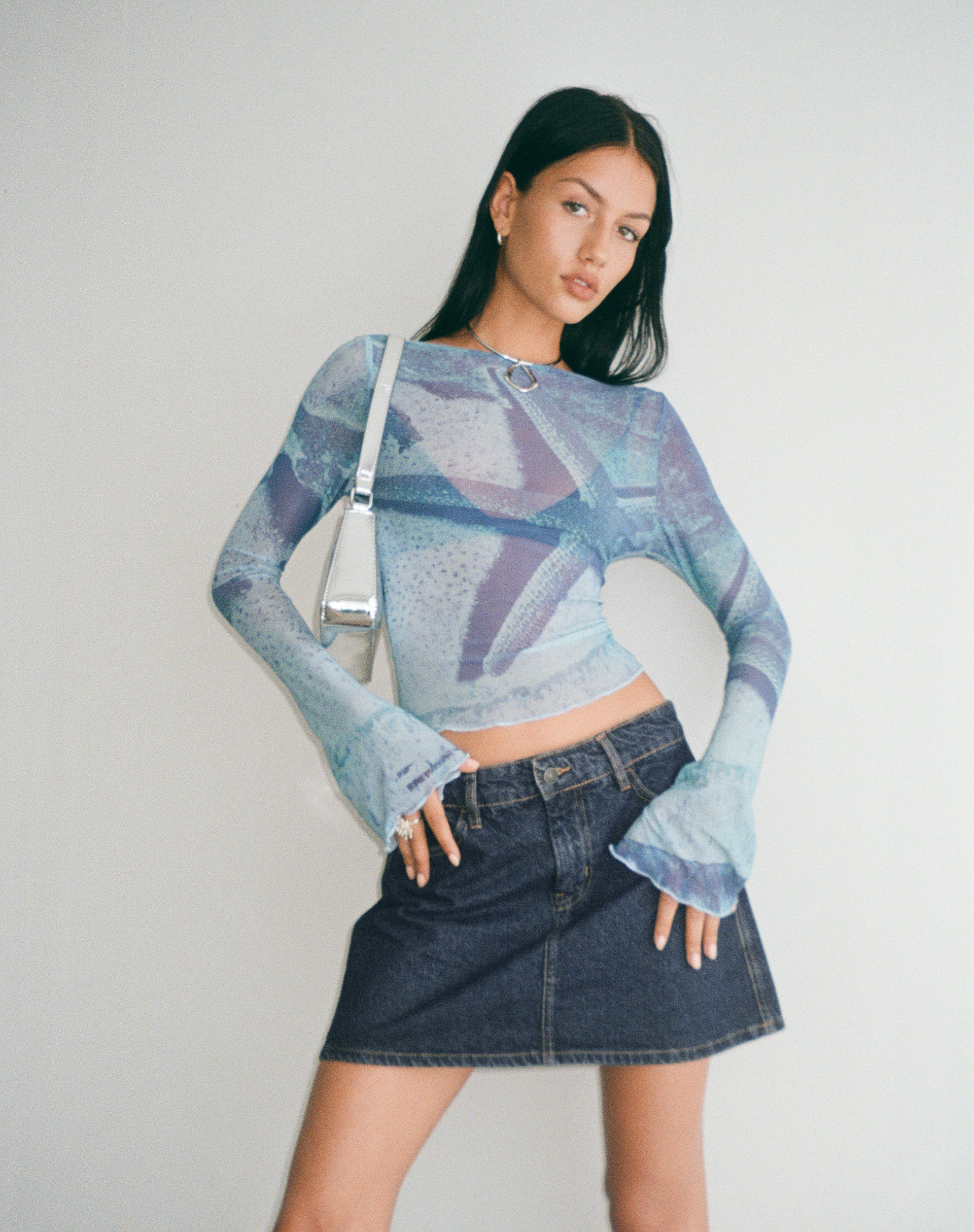 Mini A Line Skirt in Denim Indigo