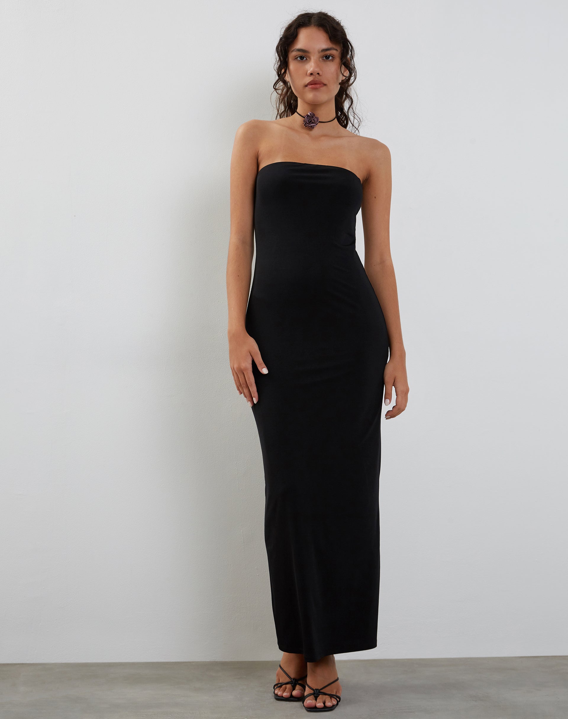 Black Slinky Maxi Dress Annalise motelrocks