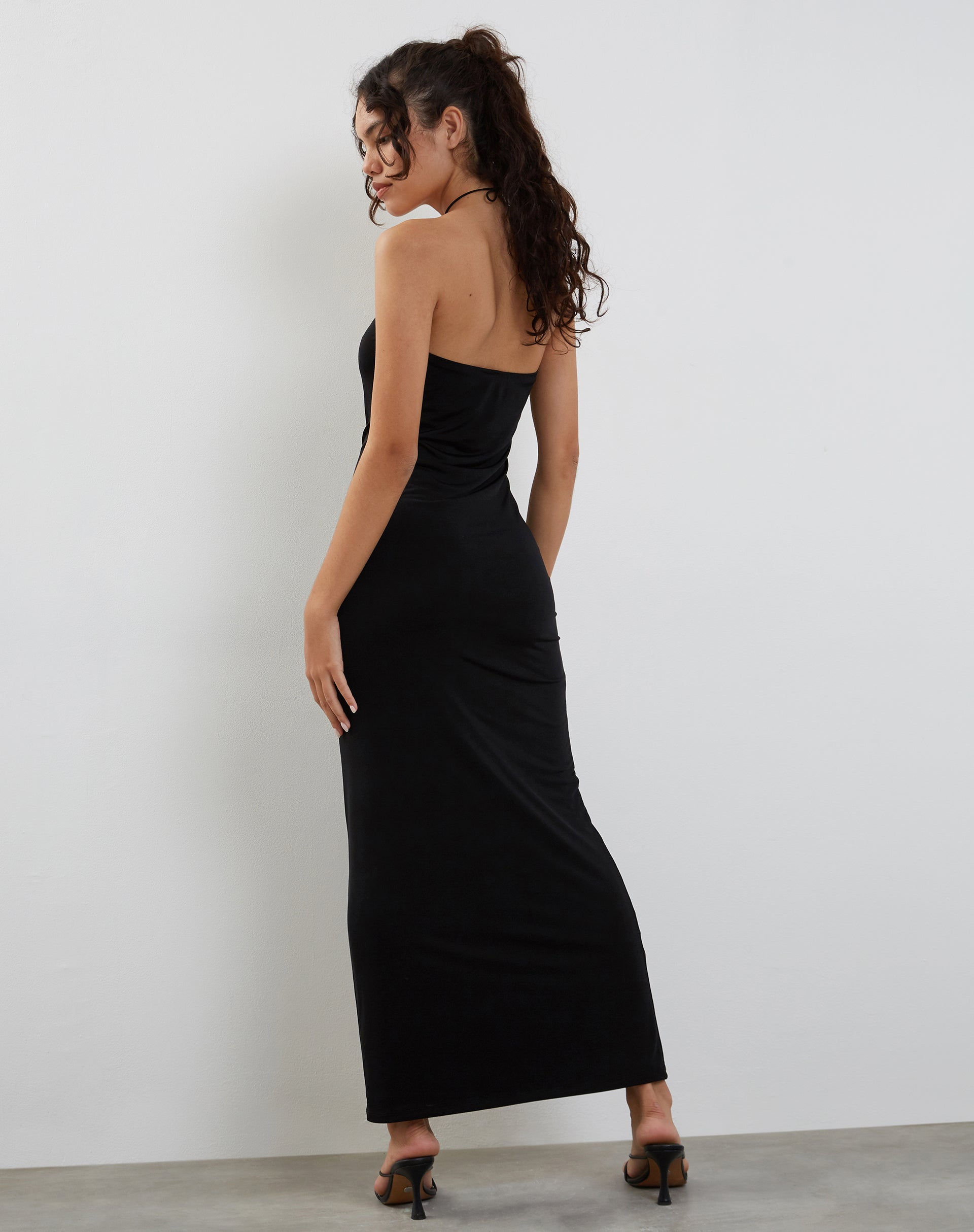 Black slinky 2025 maxi dress