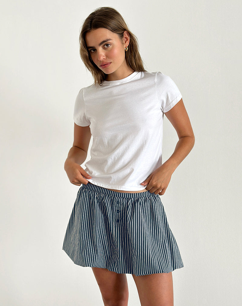 Image of Arife Mini Skirt in Black and Grey Mono Stripe