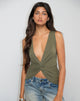 Image of Arlys Twist Detail Top in Cupro Khaki