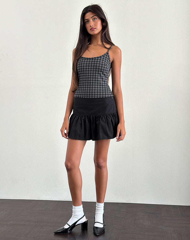 Atarah Knit Cami Top in Argyle Black Grey